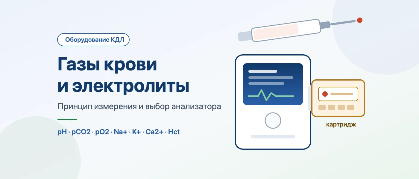 Обложка статьи: Анализ газов крови и электролитов: принцип измерения и выбор анализатора