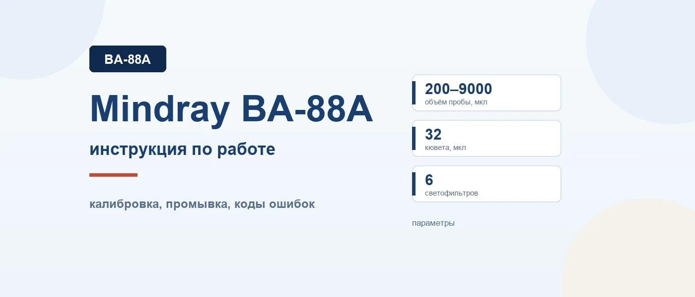 Обложка статьи: Mindray BA-88A: инструкция по работе — калибровка, промывка и коды ошибок