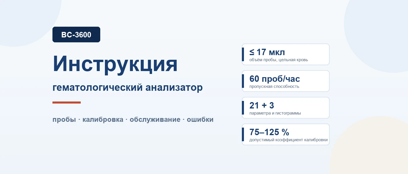 Иллюстрация к статье: Mindray BC-3600: инструкция по работе — пробы, калибровка, обслуживание и сообщения об ошибках