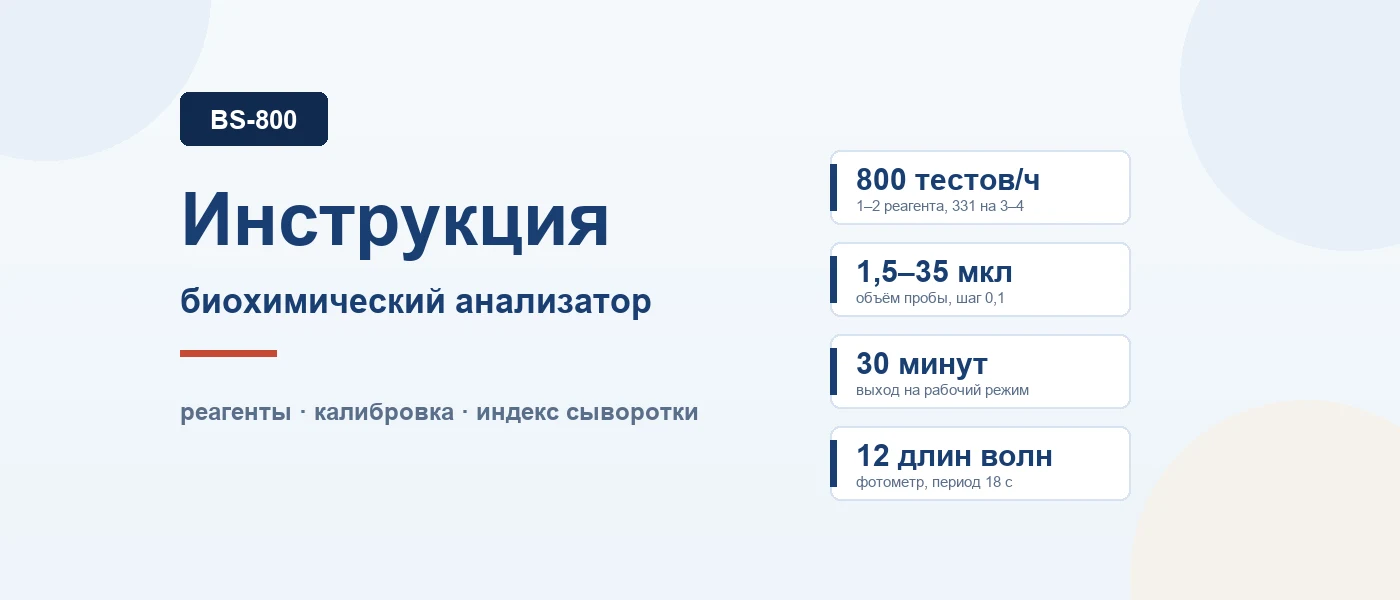 Иллюстрация к статье: Mindray BS-800: инструкция по работе — запуск, реагенты, калибровка, индекс сыворотки и обслуживание