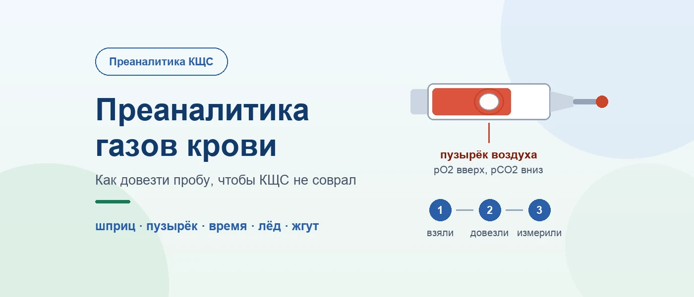 Иллюстрация к статье: Преаналитика газов крови: как взять и довезти пробу до анализатора