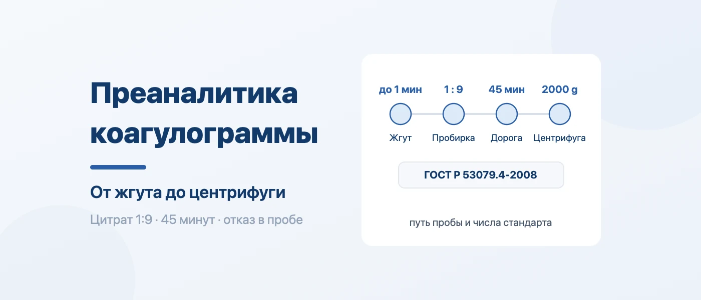 Обложка статьи: Преаналитика коагулограммы: правила взятия крови и причины отказа