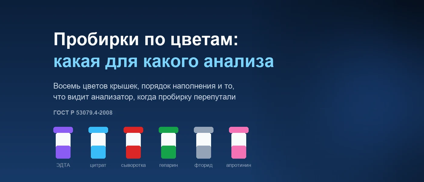 Иллюстрация к статье: Пробирки для забора крови по цветам: какая для какого анализа
