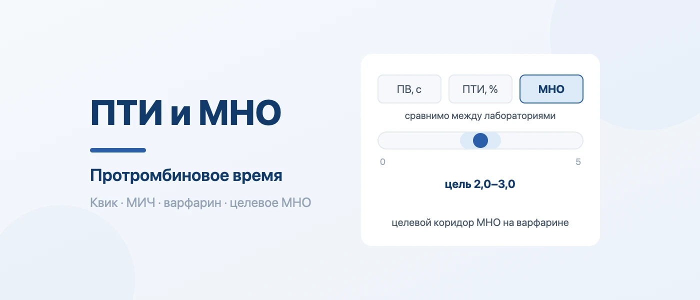 Обложка статьи: ПТИ и МНО в коагулограмме: норма, расшифровка и целевые значения